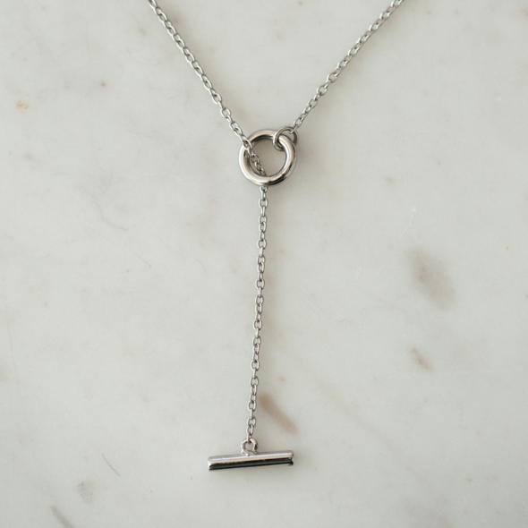 Sophie Thread Bar Necklace - Silver