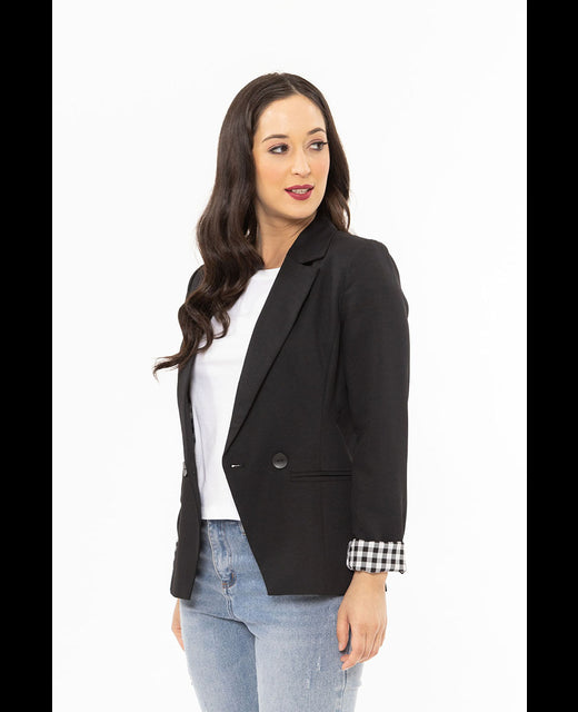 Seeking Lola Georgie Blazer Black Check