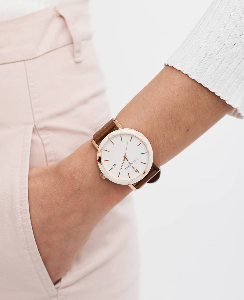 The Horse Watch - Limited Edition Resin (White Nougat, White/Rose Gold Dial, Tan Leather)