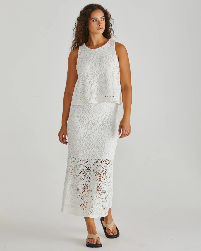 Sass Kai Chrocet Lace Skirt - White