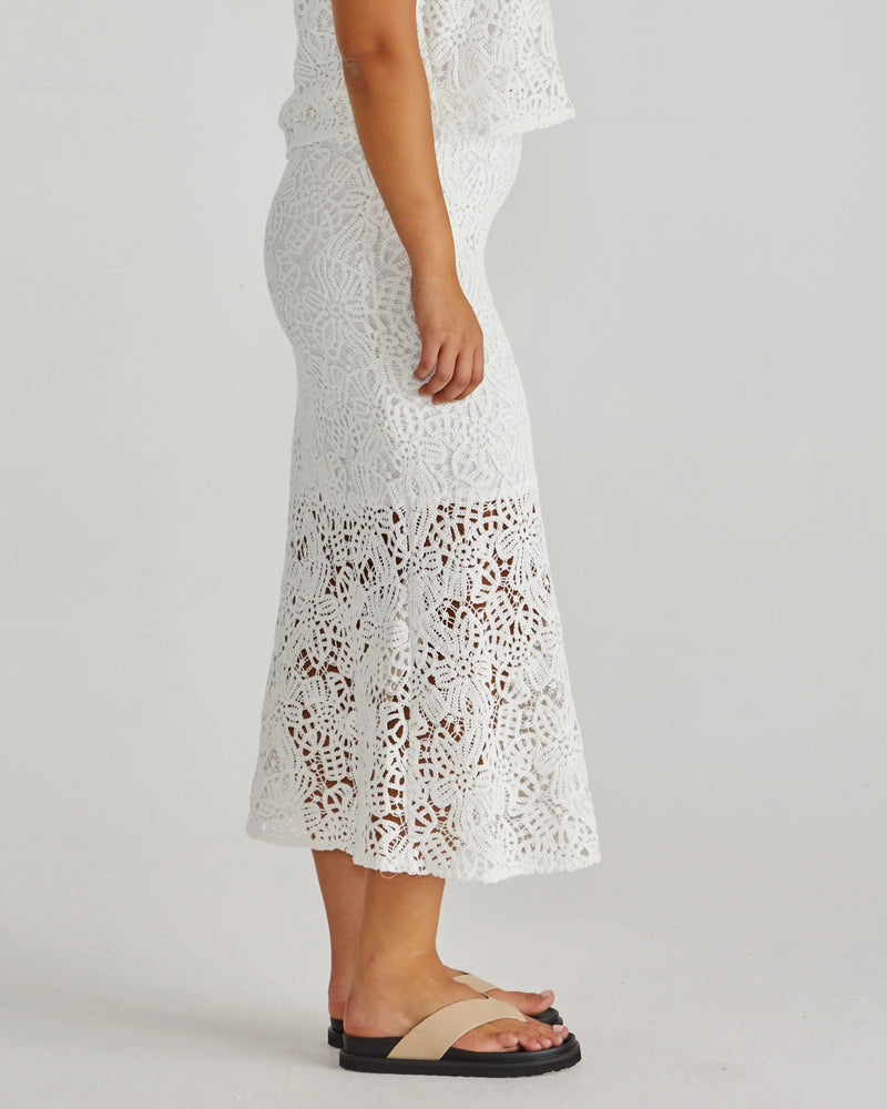 Sass Kai Chrocet Lace Skirt - White