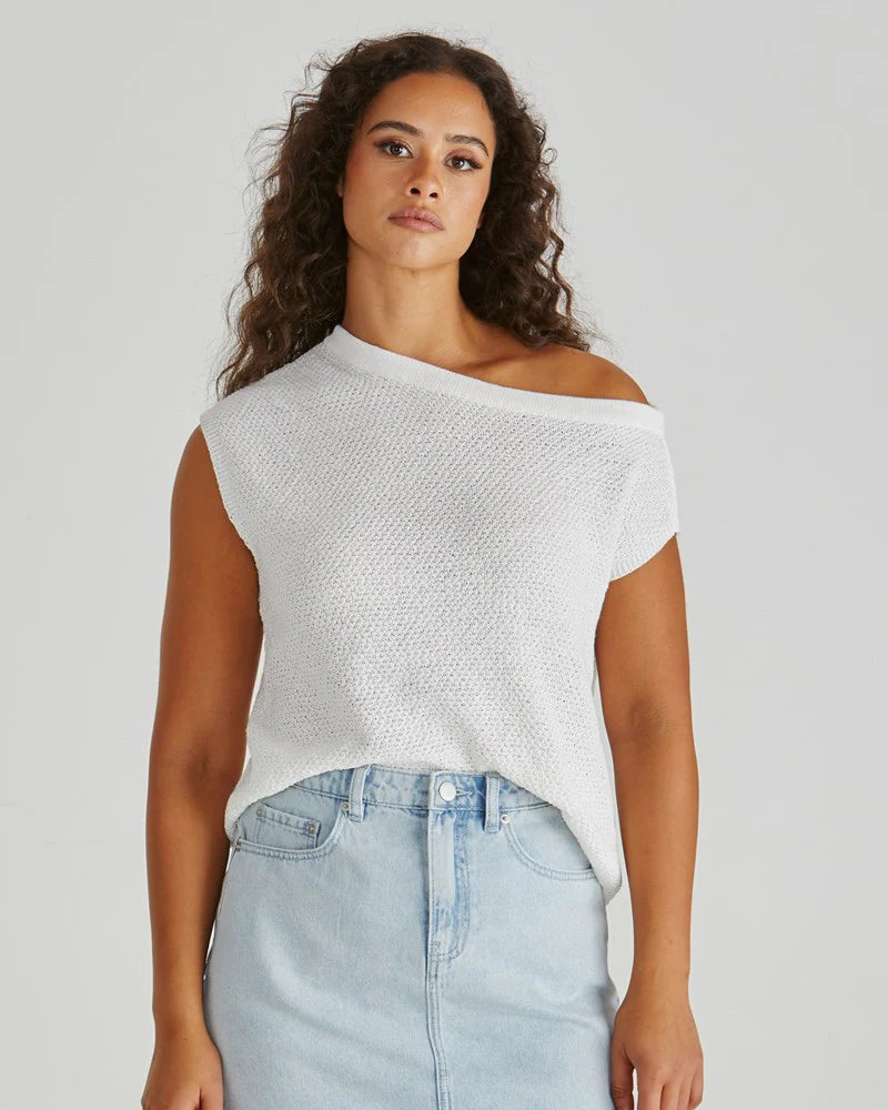 Sass Jaci Knit Top - White