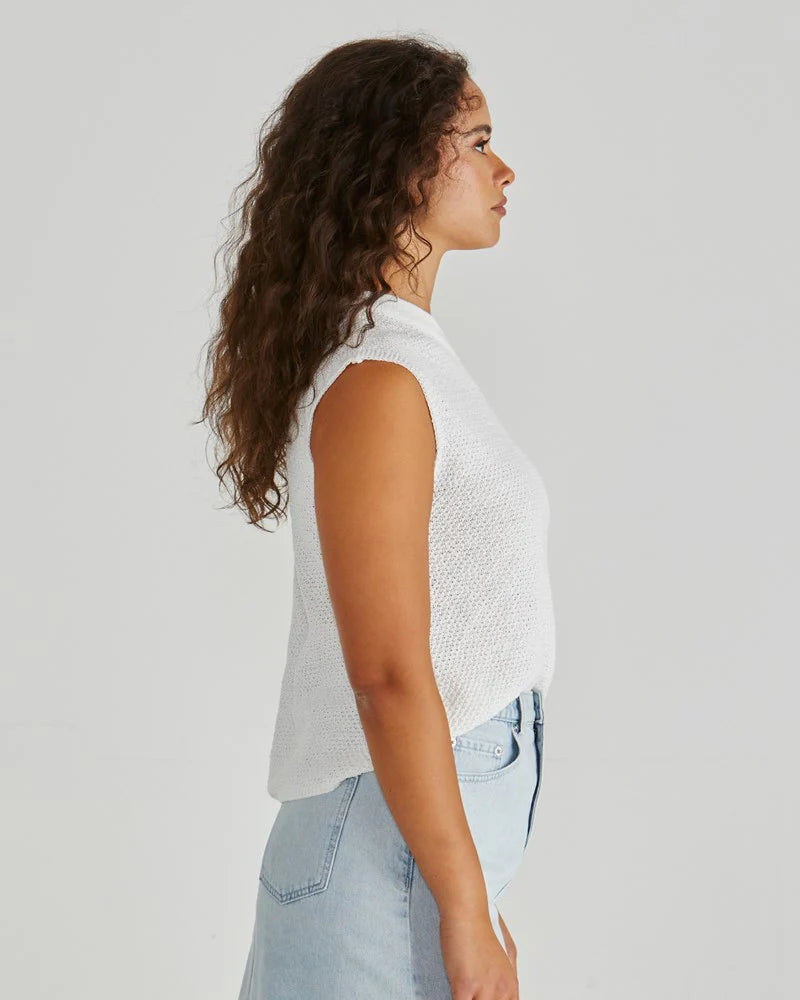 Sass Jaci Knit Top - White