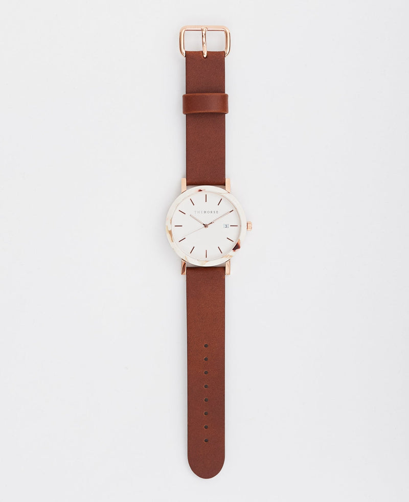 The Horse Watch - Limited Edition Resin (White Nougat, White/Rose Gold Dial, Tan Leather)