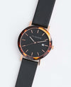 The Horse Watch - Limited Edition Resin (Brown Tortoise, Matte Black/Rose Gold Dial, Black Leather)