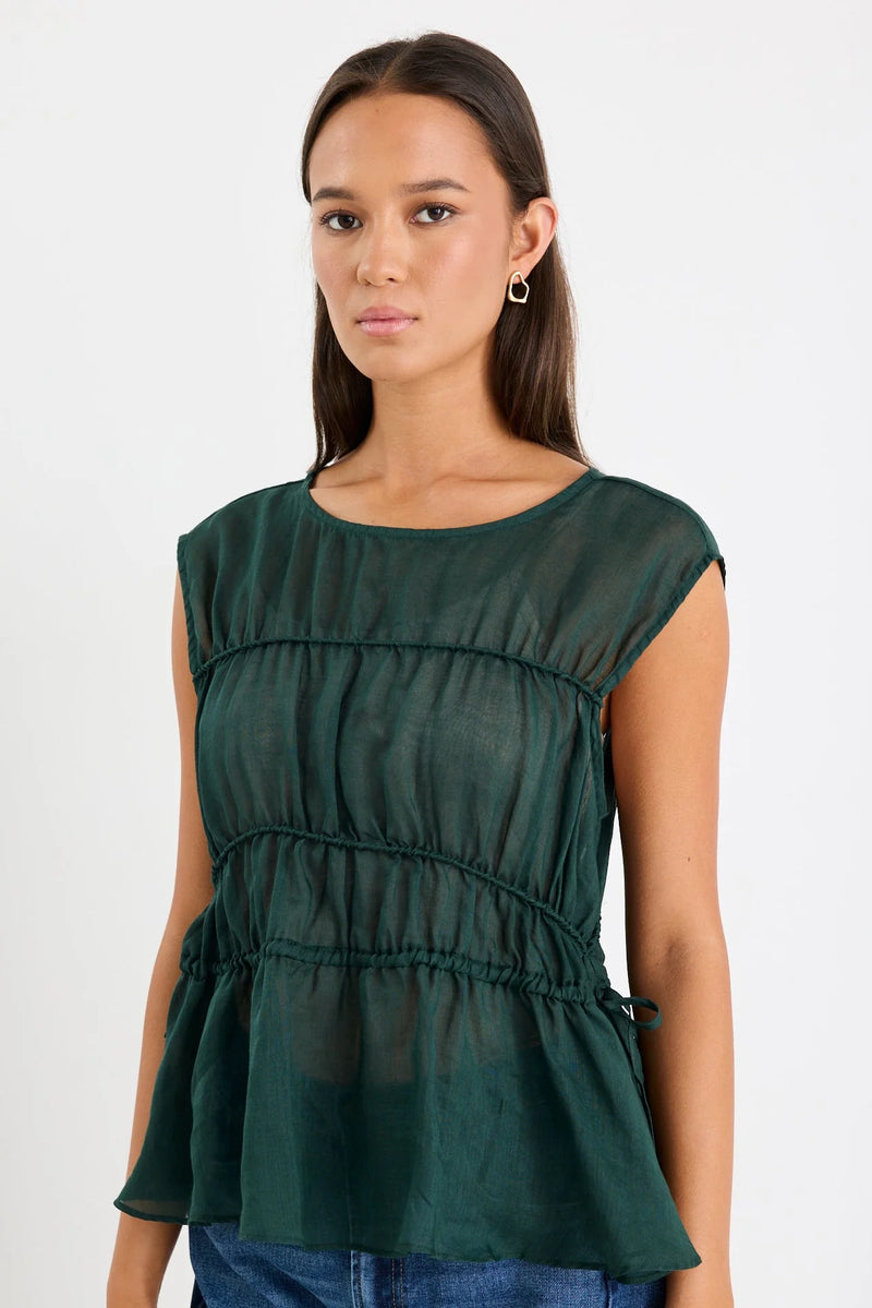 Stories Be Told Context Forest Ramie Relaxed Sleeveless Top - Forest Ramie