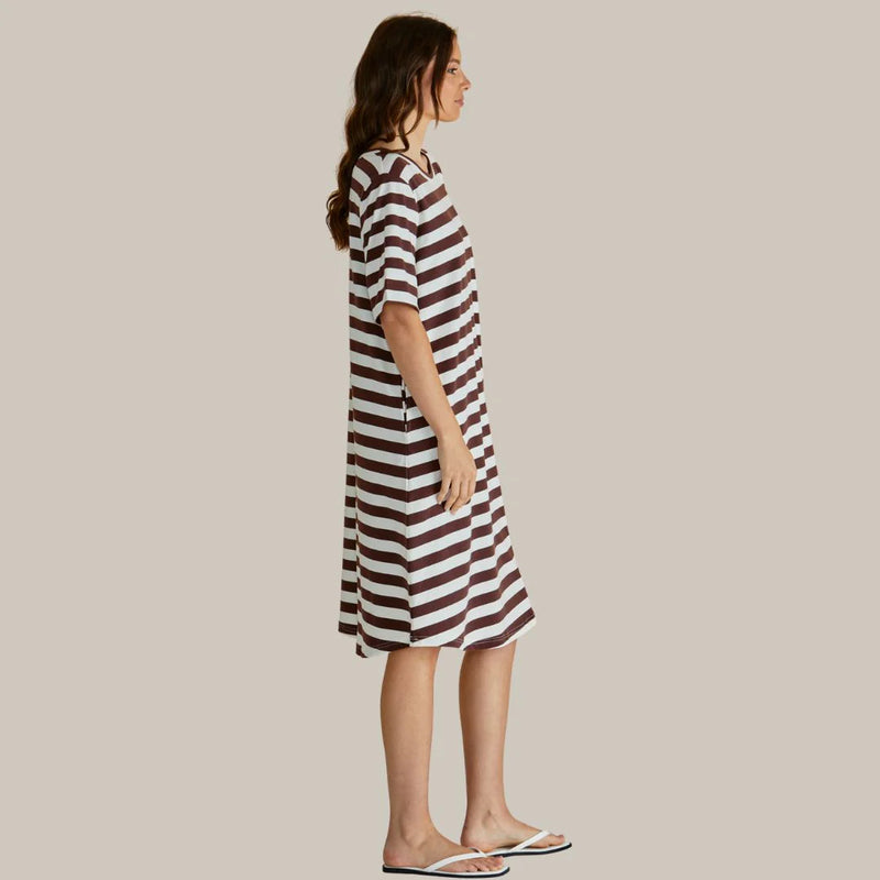 Betty Basics Eloise T-Shirt Dress - Brown Stripe