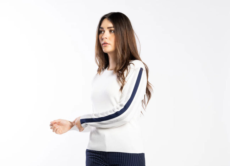 Drama The Label Racer Sweater - Pearl/Ink/Silver