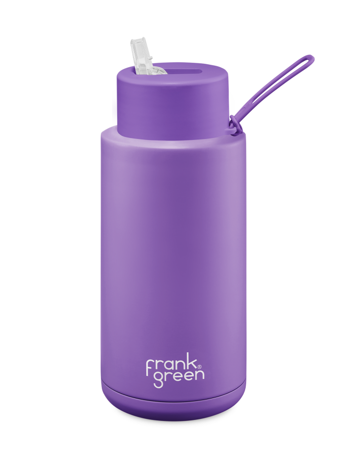 Frank Green 34oz Ceramic Reusable Bottle w Straw Lid (1L) - Cosmic Purple