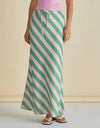 Betty Basics Brooke Bias Skirt - Green/Pink Stripe