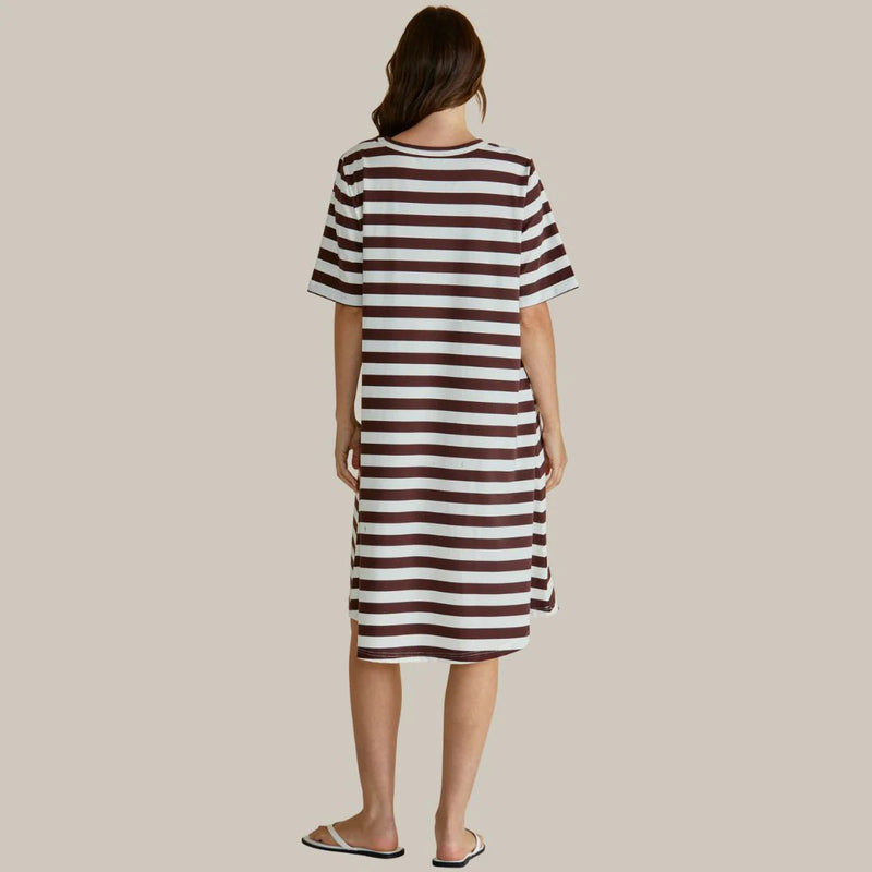 Betty Basics Eloise T-Shirt Dress - Brown Stripe