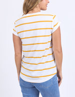Foxwood Manly Stripe Tee - White/Mineral Yellow Stripe