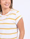 Foxwood Manly Stripe Tee - White/Mineral Yellow Stripe
