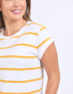 Foxwood Manly Stripe Tee - White/Mineral Yellow Stripe