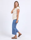 Foxwood Manly Stripe Tee - White/Mineral Yellow Stripe