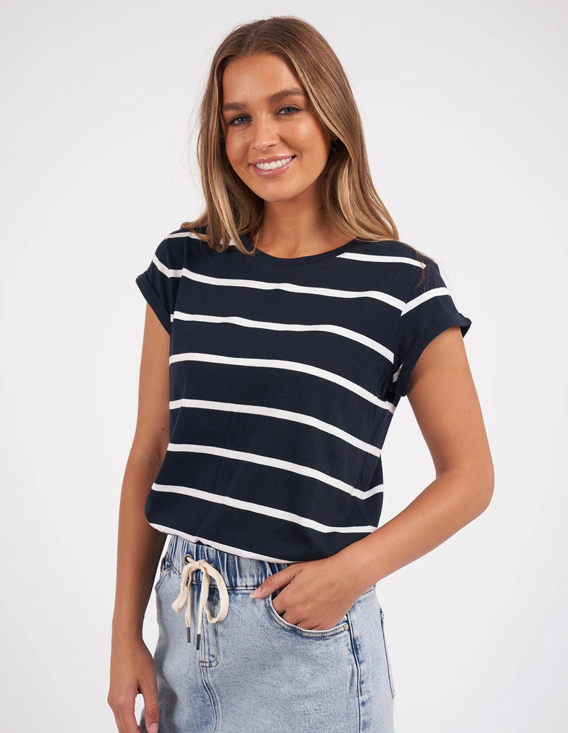 Foxwood Manly Stripe Tee - Navy/White Stripe