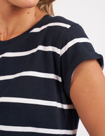 Foxwood Manly Stripe Tee - Navy/White Stripe