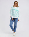 Foxwood Simplified Stripe Crew - Green