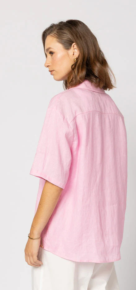 Drama The Label Short Sleeve Linen Shirt - Candy
