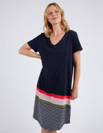 Elm Terra Tee Dress - Navy/White Stripe