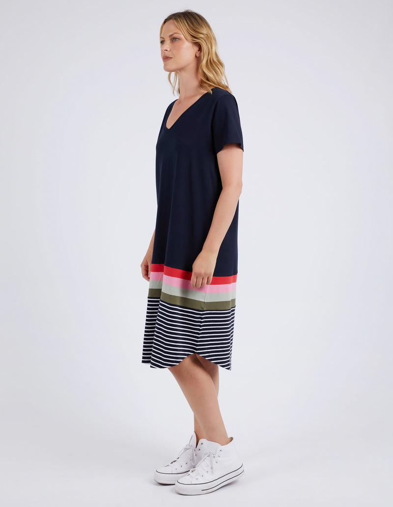 Elm Terra Tee Dress - Navy/White Stripe