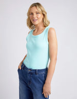 Elm Rib Crew Tank - Tonic Blue