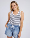 Elm Indra Stripe Tank - White/Navy Stripe