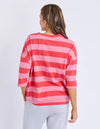 Elm Mazie Block Stripe Sweat - Cayenne & Rose Stripe