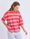 Elm Mazie Block Stripe Sweat - Cayenne & Rose Stripe