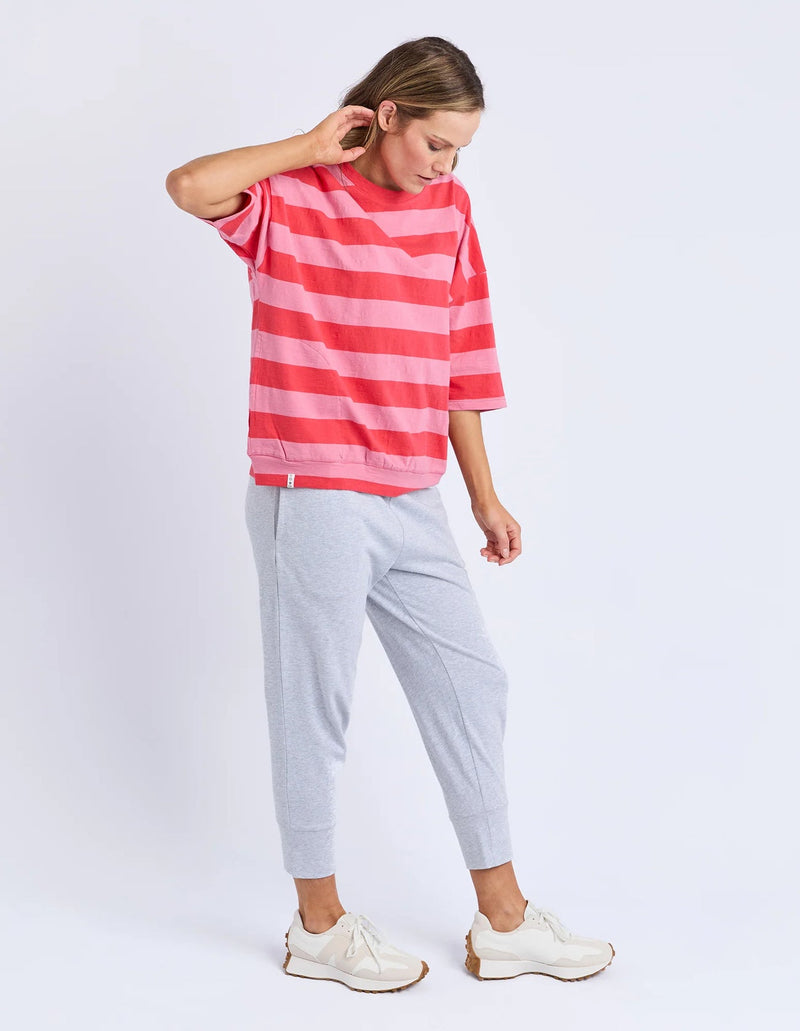 Elm Mazie Block Stripe Sweat - Cayenne & Rose Stripe