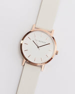 The Horse Watch - Polished Rose Gold / White Face / Milk Leather