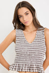 Among The Brave Acceptance Chocolate Gingham Sleeveless Shell Top - Chocolate Gingham