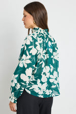 Ivy + Jack Affection Forest Floral Shirred High Neck LS Top - Forest Floral