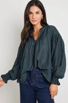 Ivy + Jack Refined Deep Forest LS Pintuck Top - Deep Forest