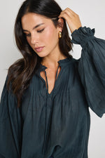 Ivy + Jack Refined Deep Forest LS Pintuck Top - Deep Forest