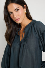 Ivy + Jack Refined Deep Forest LS Pintuck Top - Deep Forest