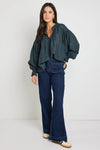 Ivy + Jack Refined Deep Forest LS Pintuck Top - Deep Forest