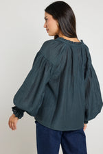 Ivy + Jack Refined Deep Forest LS Pintuck Top - Deep Forest