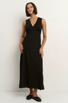 Stories Be Told Aston Black Ditsy Polka Dot Satin Bias Flared Maxi Dress