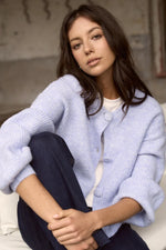 Among The Brave Authentic Ice Blue Crewneck Cardigan - Ice Blue