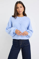 Among The Brave Authentic Ice Blue Crewneck Cardigan - Ice Blue