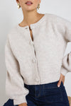 Among The Brave Authentic Oat Marle Chunky Knit Crewneck Cardigan - Oat Marle