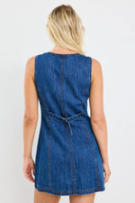 Among The Brave Avenue Marine Blue Denim Mini Vest Dress - Marine Blue