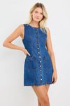 Among The Brave Avenue Marine Blue Denim Mini Vest Dress - Marine Blue