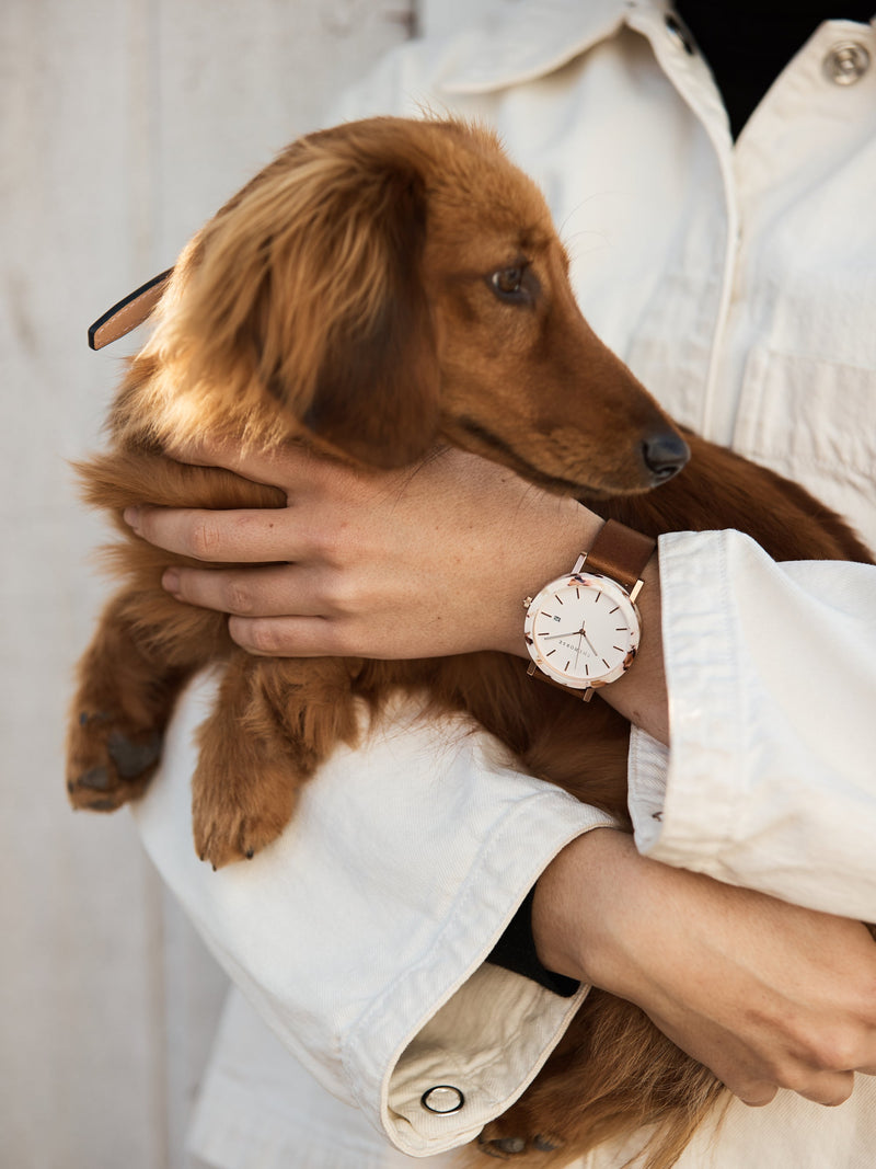 The Horse Watch - Limited Edition Resin (White Nougat, White/Rose Gold Dial, Tan Leather)