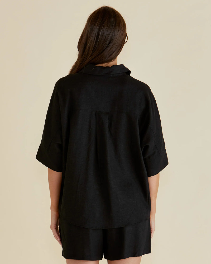 Betty Basics Lynwood Linen Shirt - Black