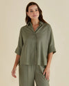 Betty Basics Lynwood Linen Shirt - Olive