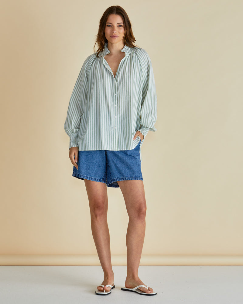 Betty Basics Romi Shirt - Green Stripe