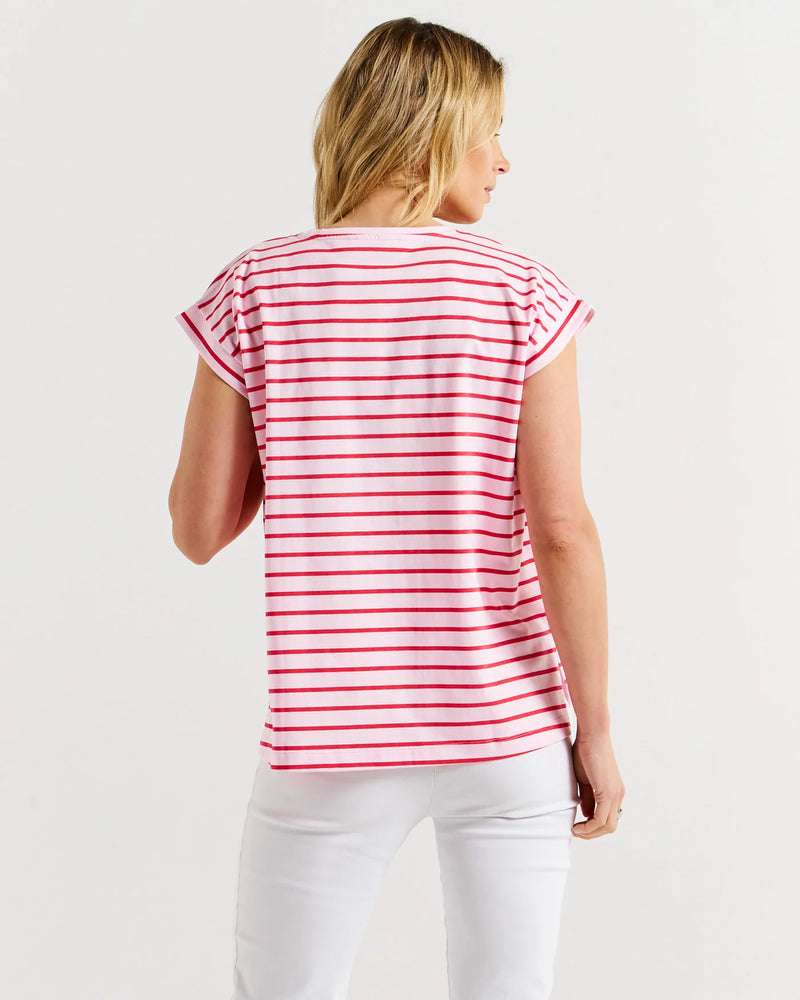 Betty Basics Michaela Top - Cherry Blossom Stripe