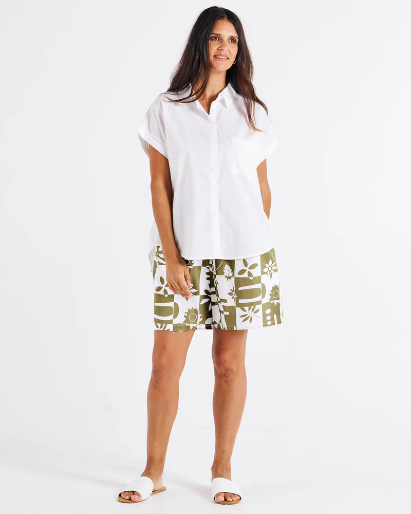 Betty Basics Mara Short Sleeve Shirt - White